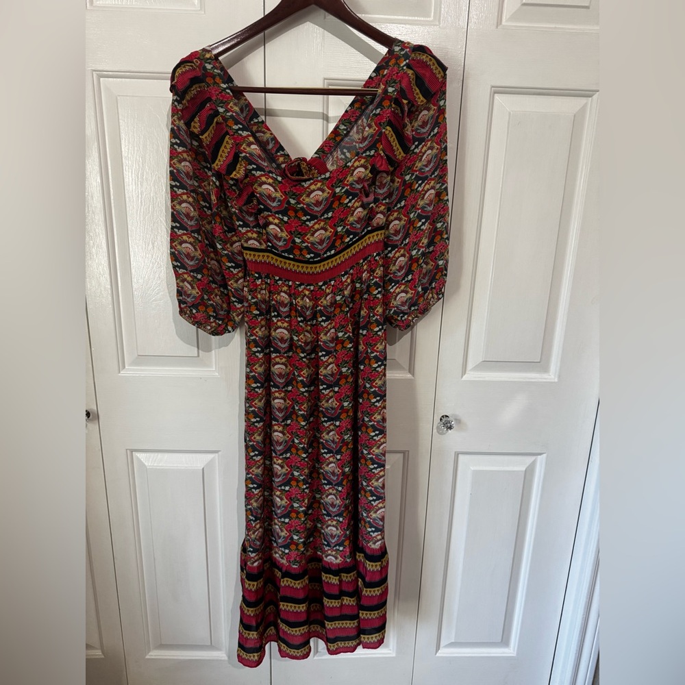 Ranna Gill Vibrant Multicolor Maxi Dress size L